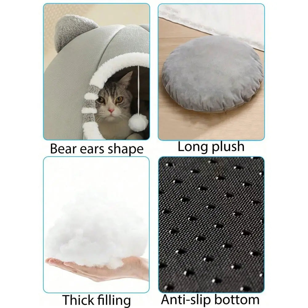 Washable Cat Bed Super Soft Kitten House With AntiSlip Bottom