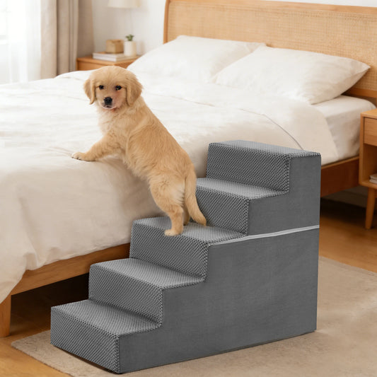 Non Slip Foam Dog Stair Ramp With Curved Indoor Steps