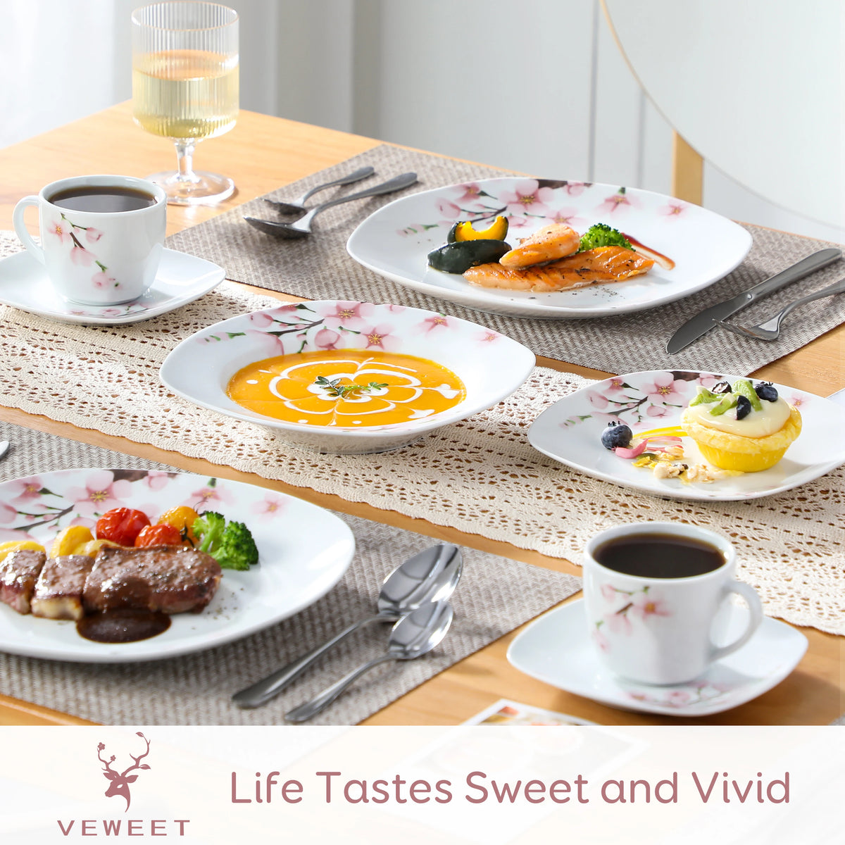 Malacasa Porcelain Floral Dinnerware Set For Elegant Dining