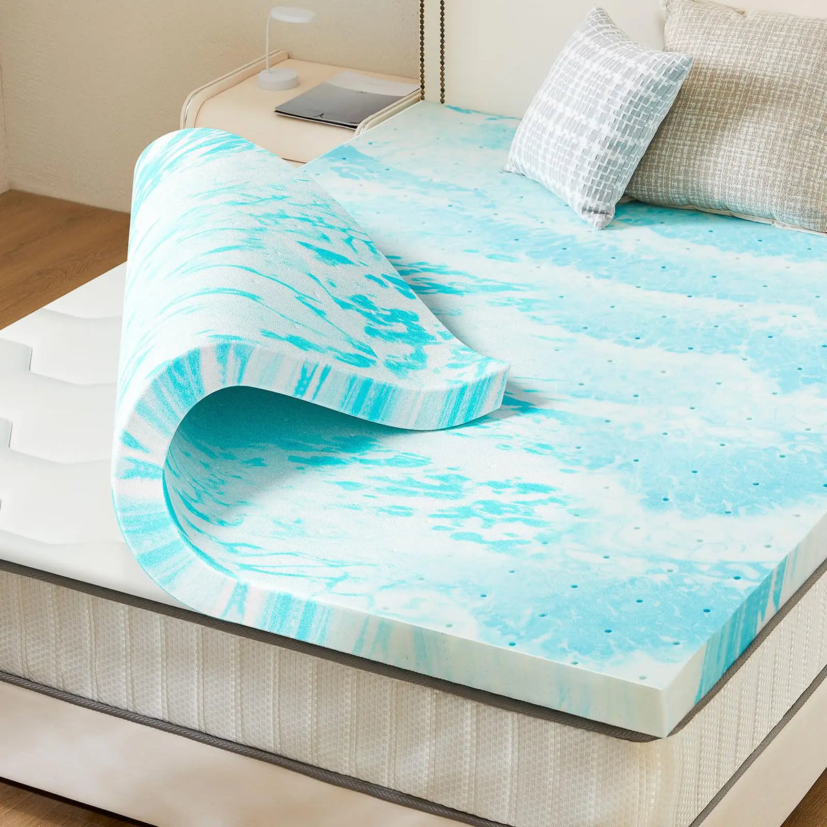JHK Gel Memory Foam Mattress Topper Soft Cooling Breathable Support