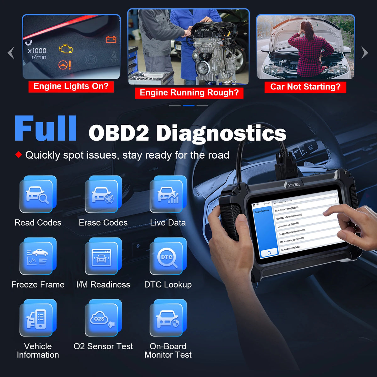 XTOOL D5S Auto OBD2 Scanner Featuring Complete System Reset Functions