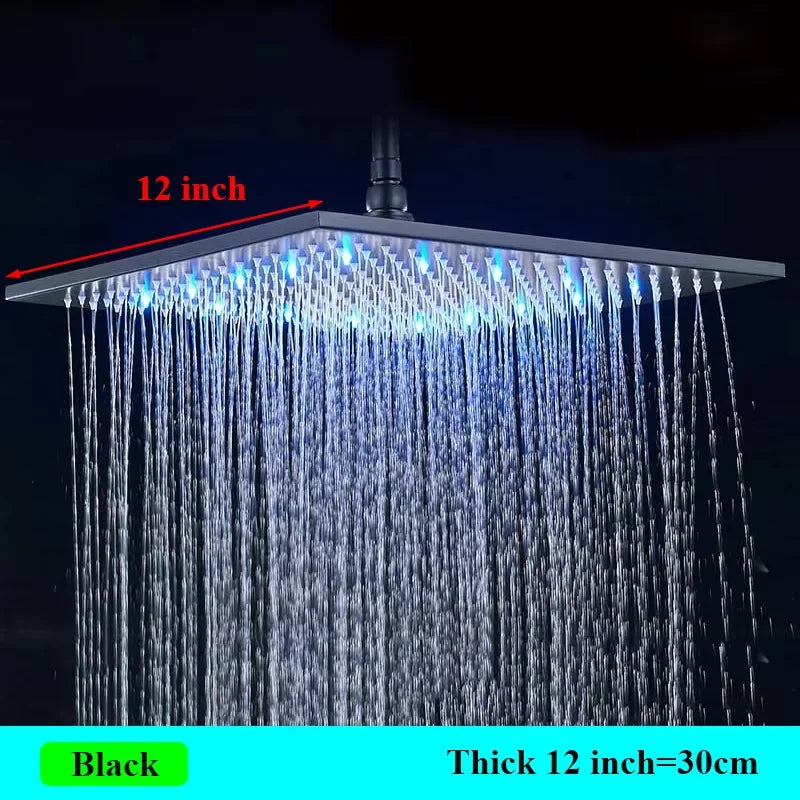 Shinesia Square LED Rainfall Shower Head Color Changing Lights