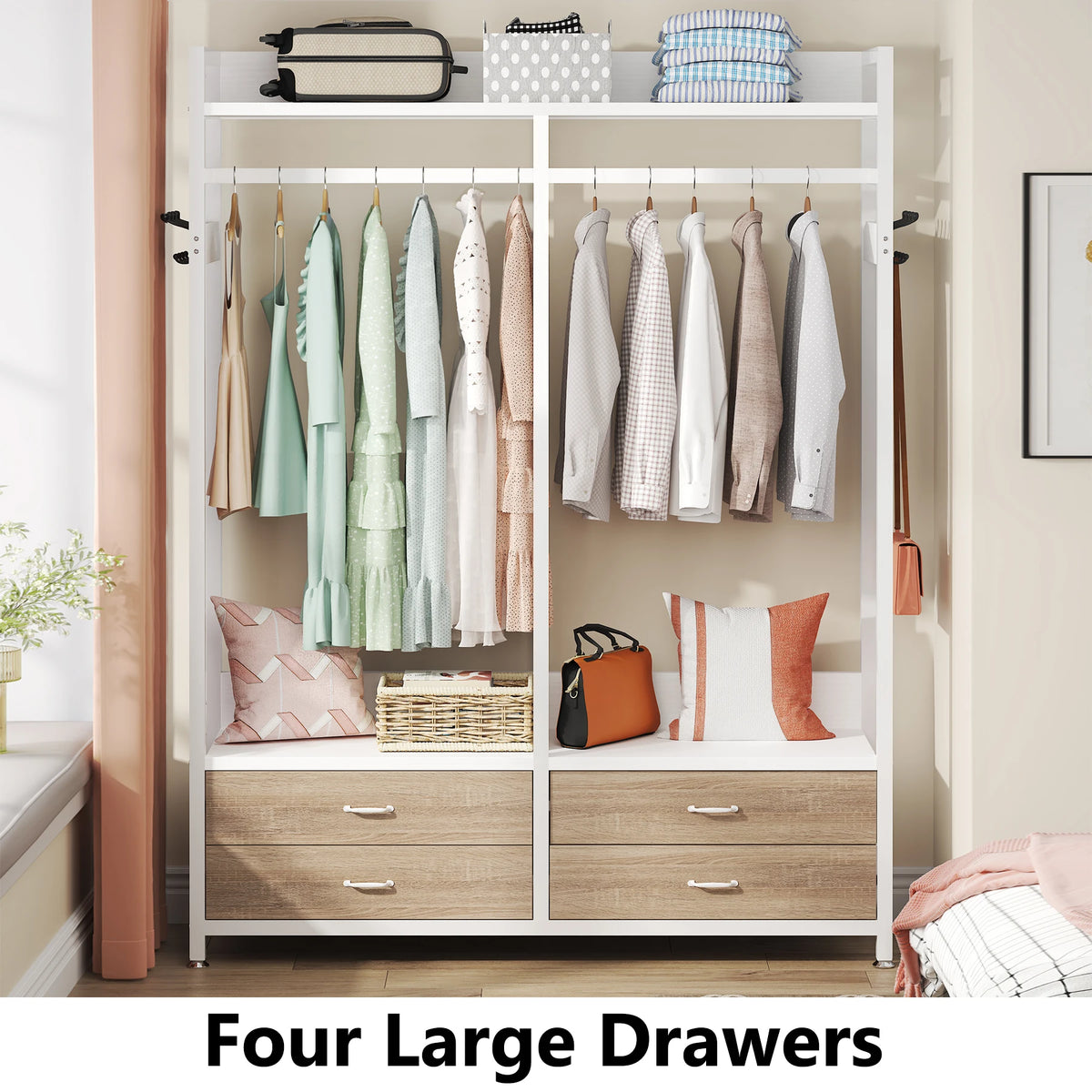 Tribesigns Heavy Duty Freestanding Closet Organizer With Drawers And Shelves