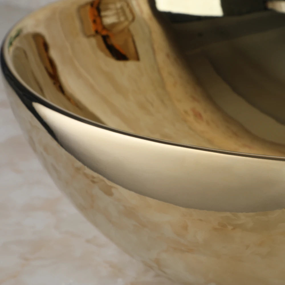 Kemaidi Ceramic Vessel Bathroom Sink With Faucet Set