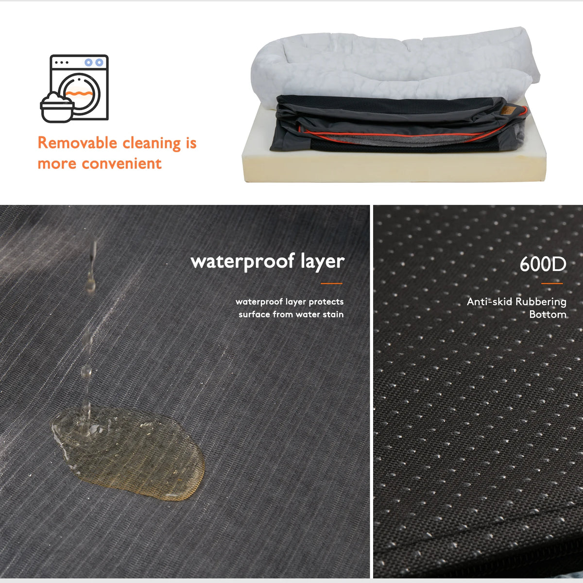Bingopaw Comfy Dog Bed With Removable Washable Waterproof Cover