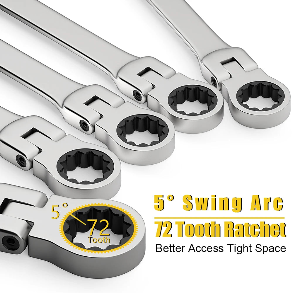 Professional Double End Carbon Steel Ratchet Wrench Set