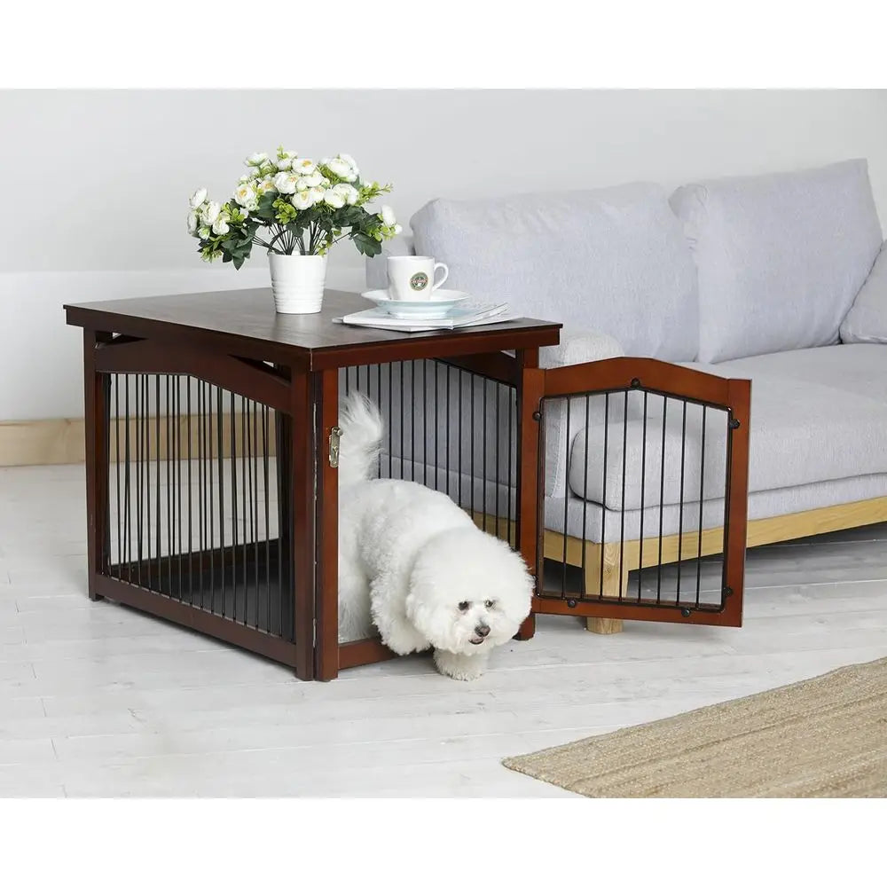 Dual Purpose Wooden Pet Crate Converts Easily Into Gate