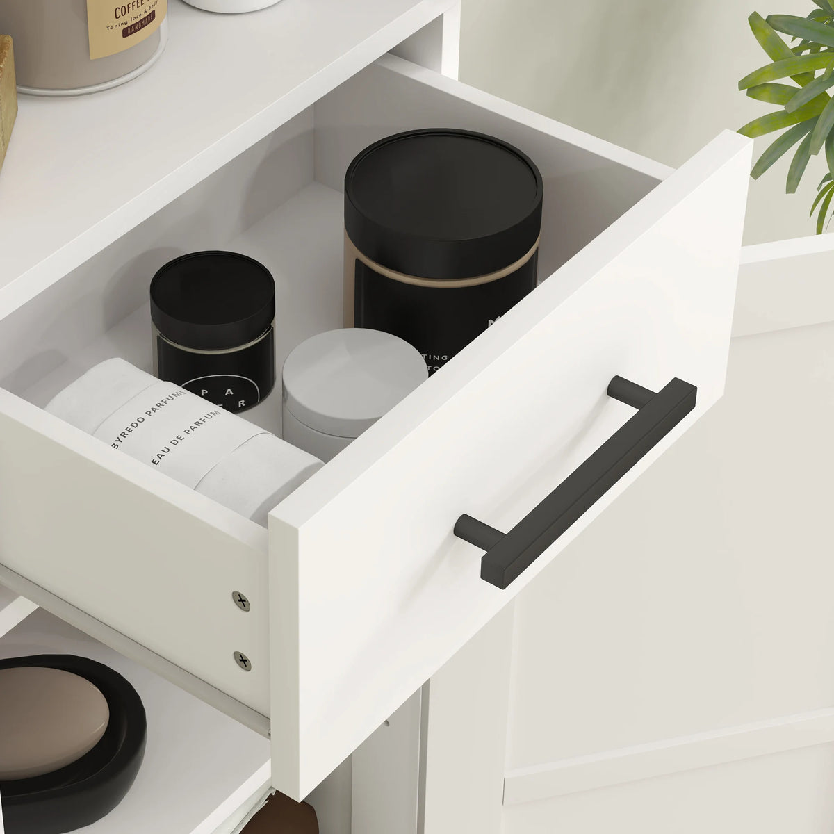 HOMCOM Farmhouse Narrow Bathroom Storage Cabinet With Drawer