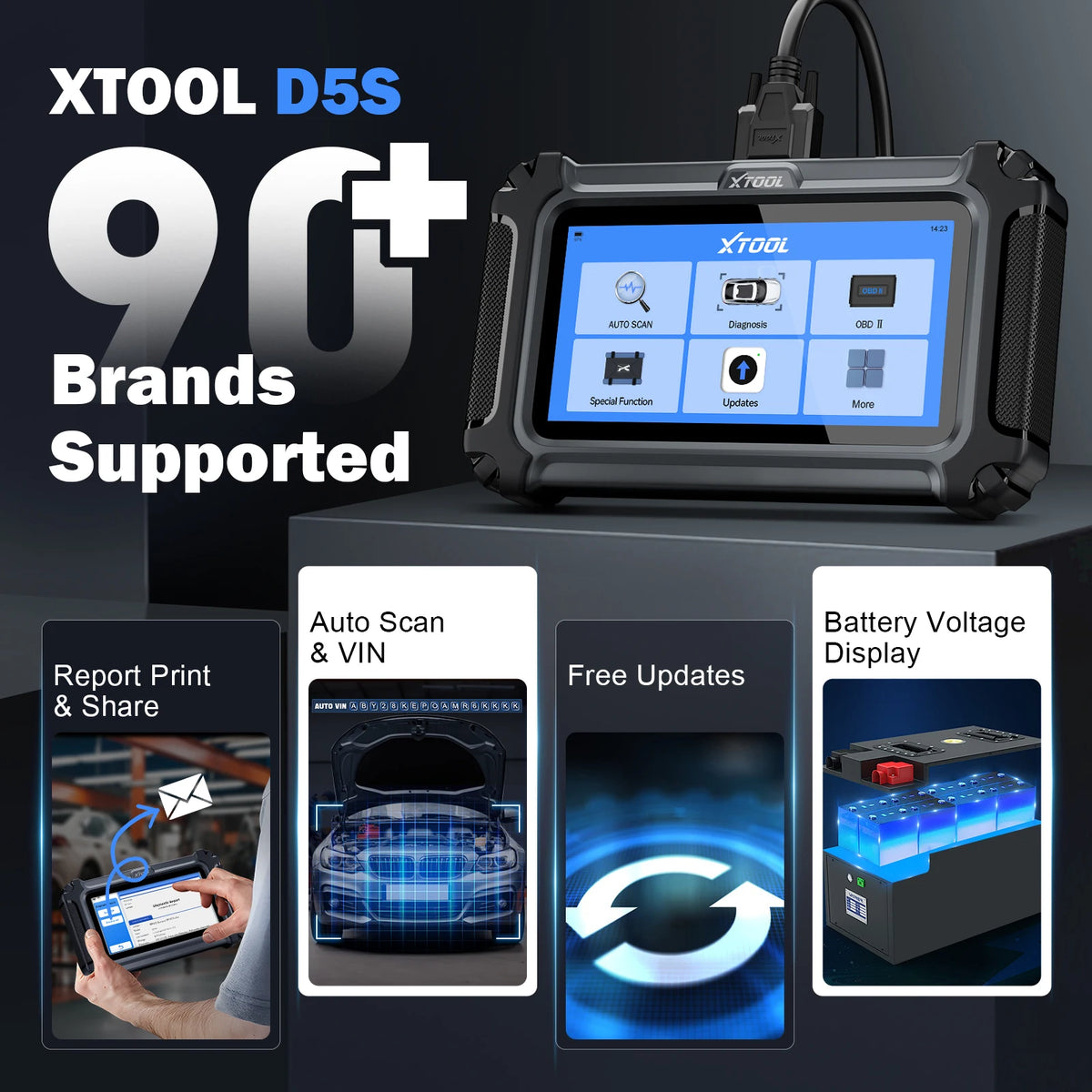 XTOOL D5S Auto OBD2 Scanner Featuring Complete System Reset Functions