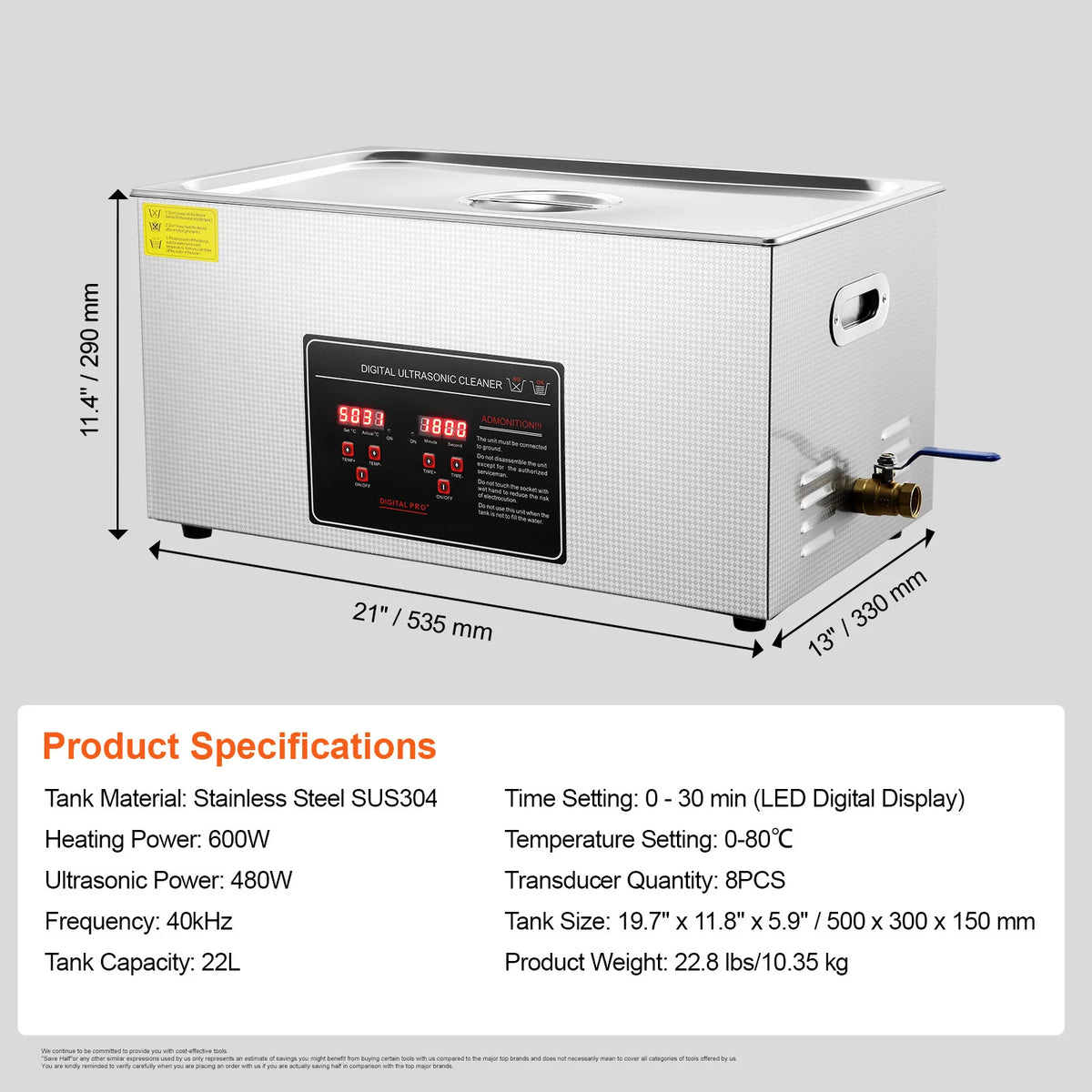 SucceBuy Stainless Steel Ultrasonic Cleaner With Digital Display