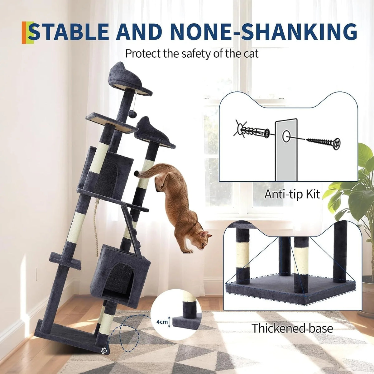 HOSSLLY Multi Level Cat Tree Tower With Scratching Posts Hammock