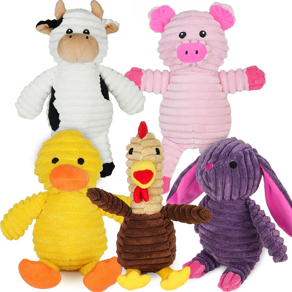 Premium Plush Squeaky Dog Toys Pet Chew Play Bundle