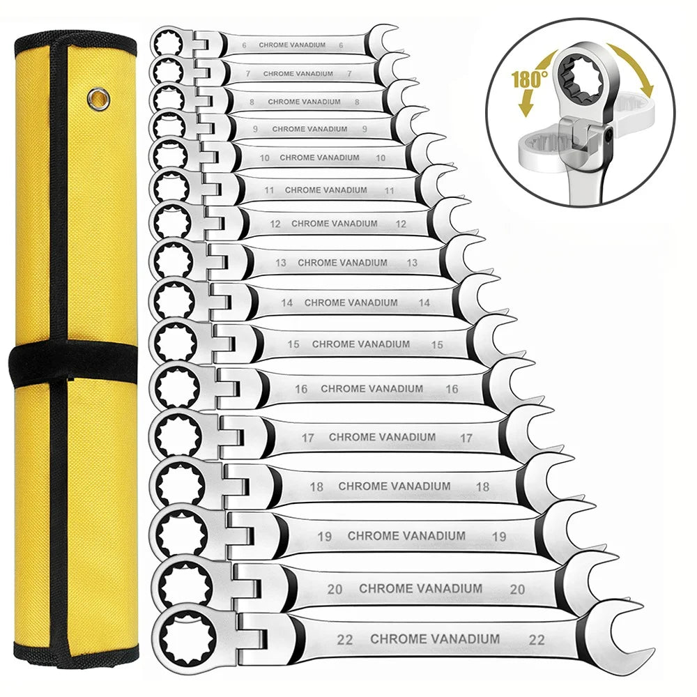 Professional Double End Carbon Steel Ratchet Wrench Set
