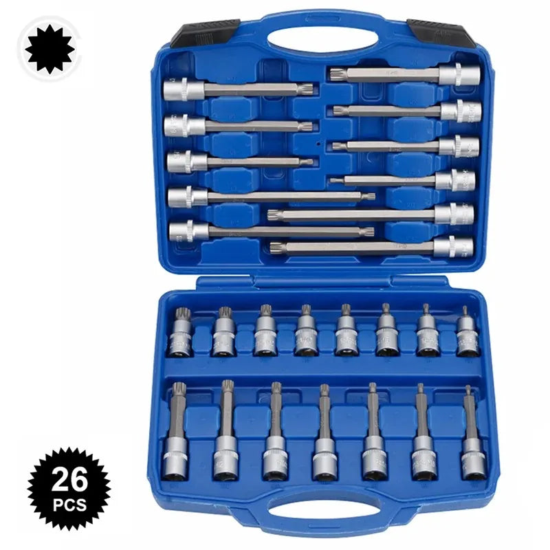Extended External Torx Socket Sleeve Set With Wrench Handle