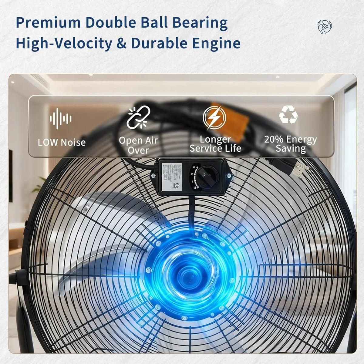 Acekool Heavy Duty Industrial Floor Fan With Adjustable Tilt