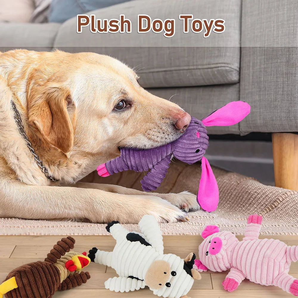 Premium Plush Squeaky Dog Toys Pet Chew Play Bundle