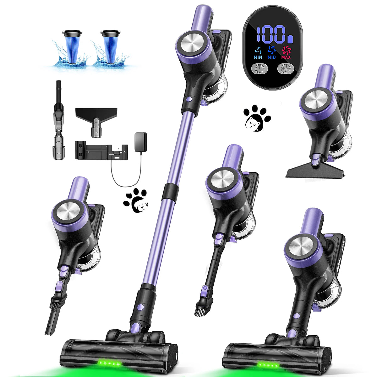 Suxiangvac Cordless Vacuum Cleaner With Led Screen And Hepa Filter