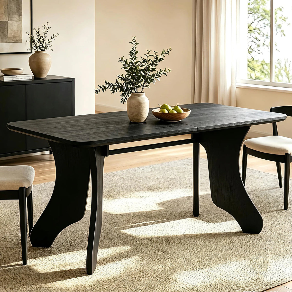HiMISS Modern Rectangular Wood Dining Table With Antler Style Legs