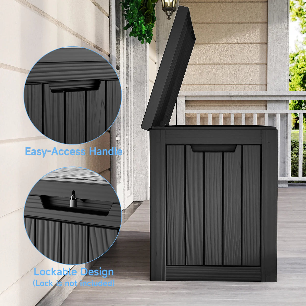 Waterproof Lockable Resin Outdoor Deck Storage Box For Patio