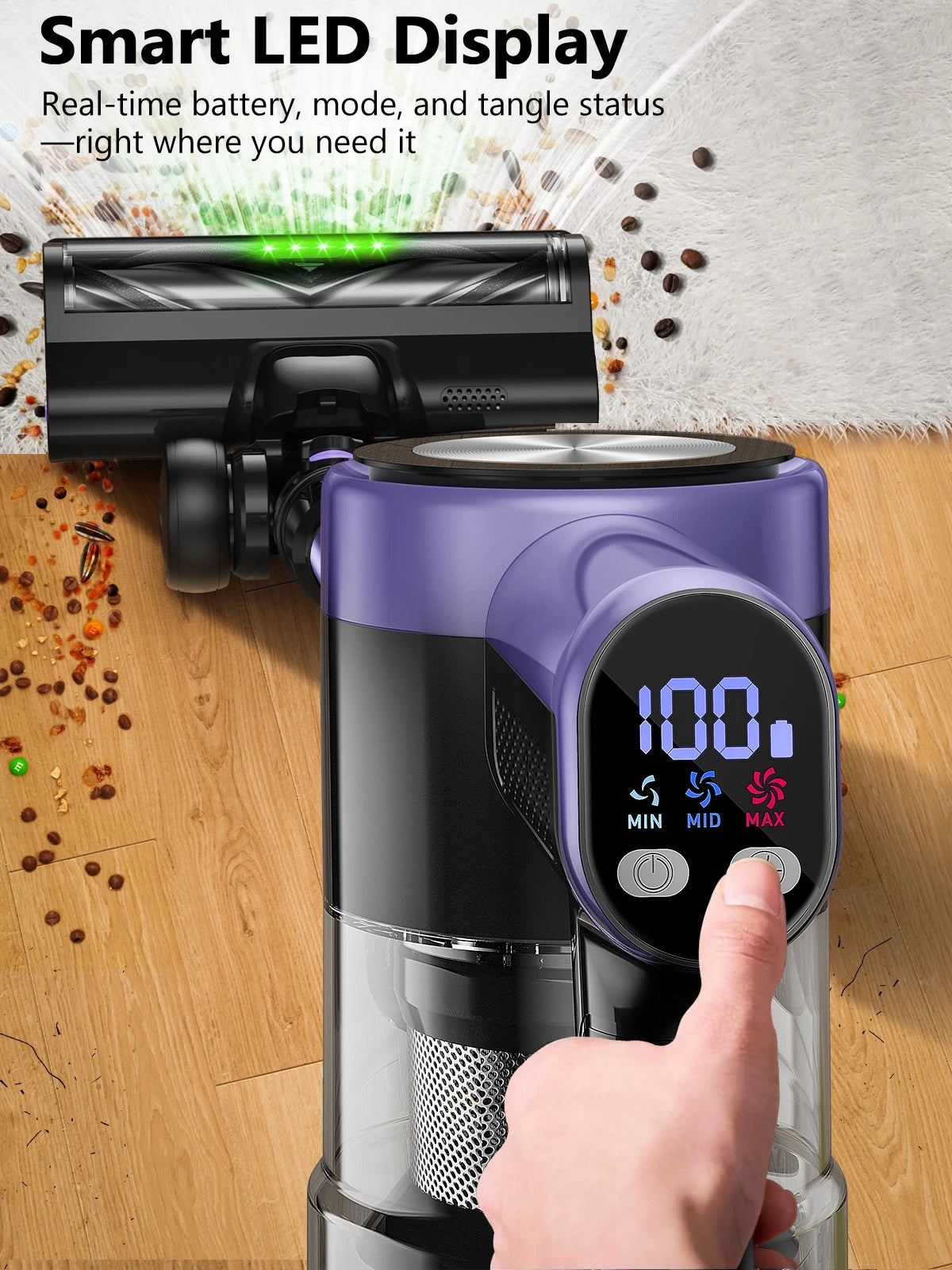 Suxiangvac Cordless Vacuum Cleaner With Led Screen And Hepa Filter