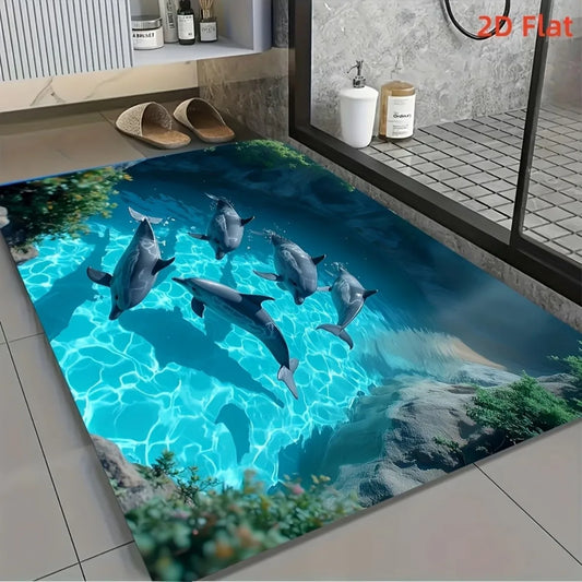 Absorbent Diatomaceous Earth Bathroom Rug With Non Slip Rubber Base